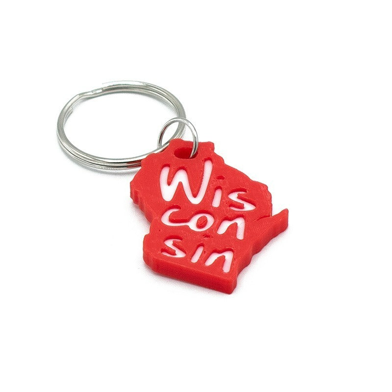 Wisconsin Keychain (Red & White)