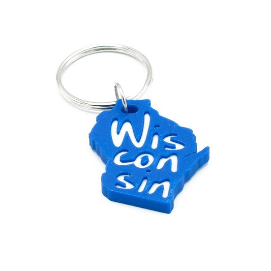 Wisconsin Keychain (Blue & White)