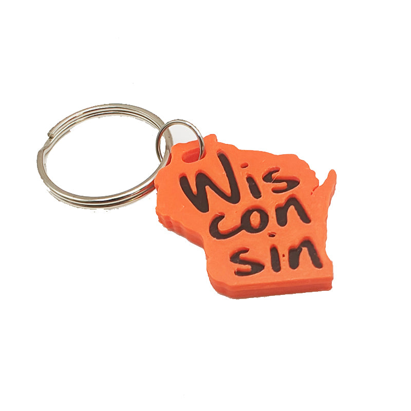 Wisconsin Keychain (Orange & Black)