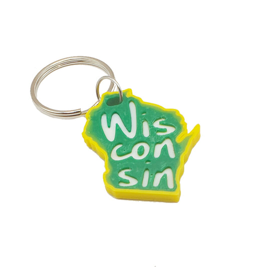 Wisconsin Keychain (Green & Yellow)