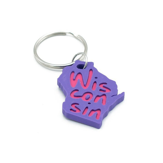 Wisconsin Keychain (Purple & Pink)